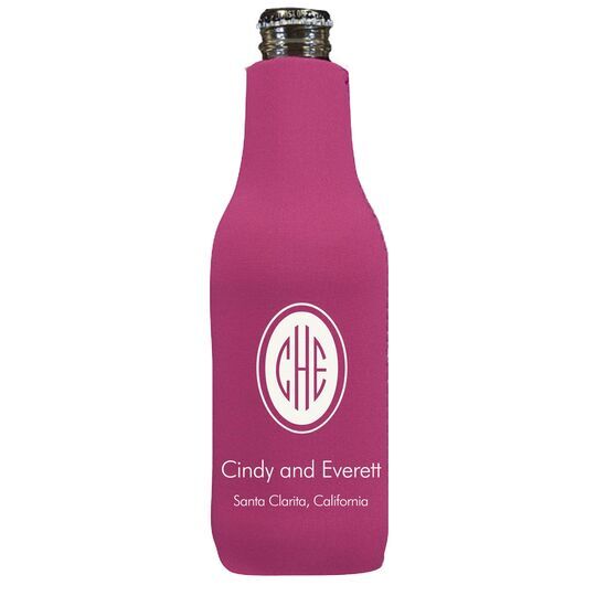 Outline Shaped Oval Monogram with Text Bottle Huggers
